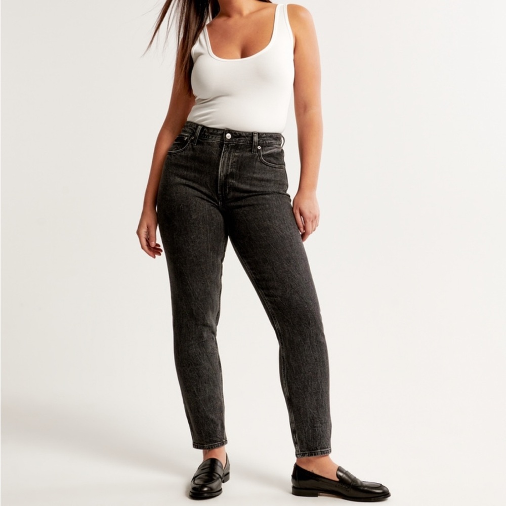 A&F Black High Rise Mom Jean Curve Love